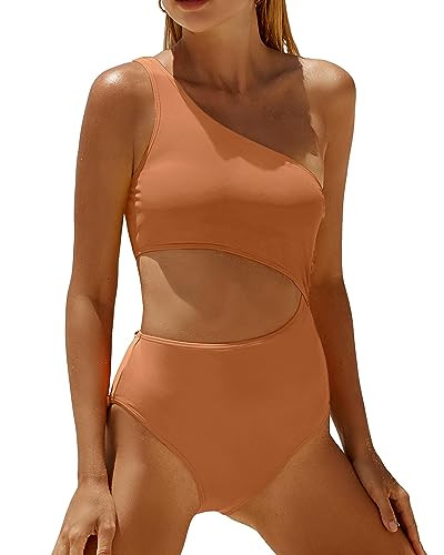 Women's One Piece Swimsuit- One Shoulder Bathing Suit Cutout Tummy Control Swimwear | Amazon (US)