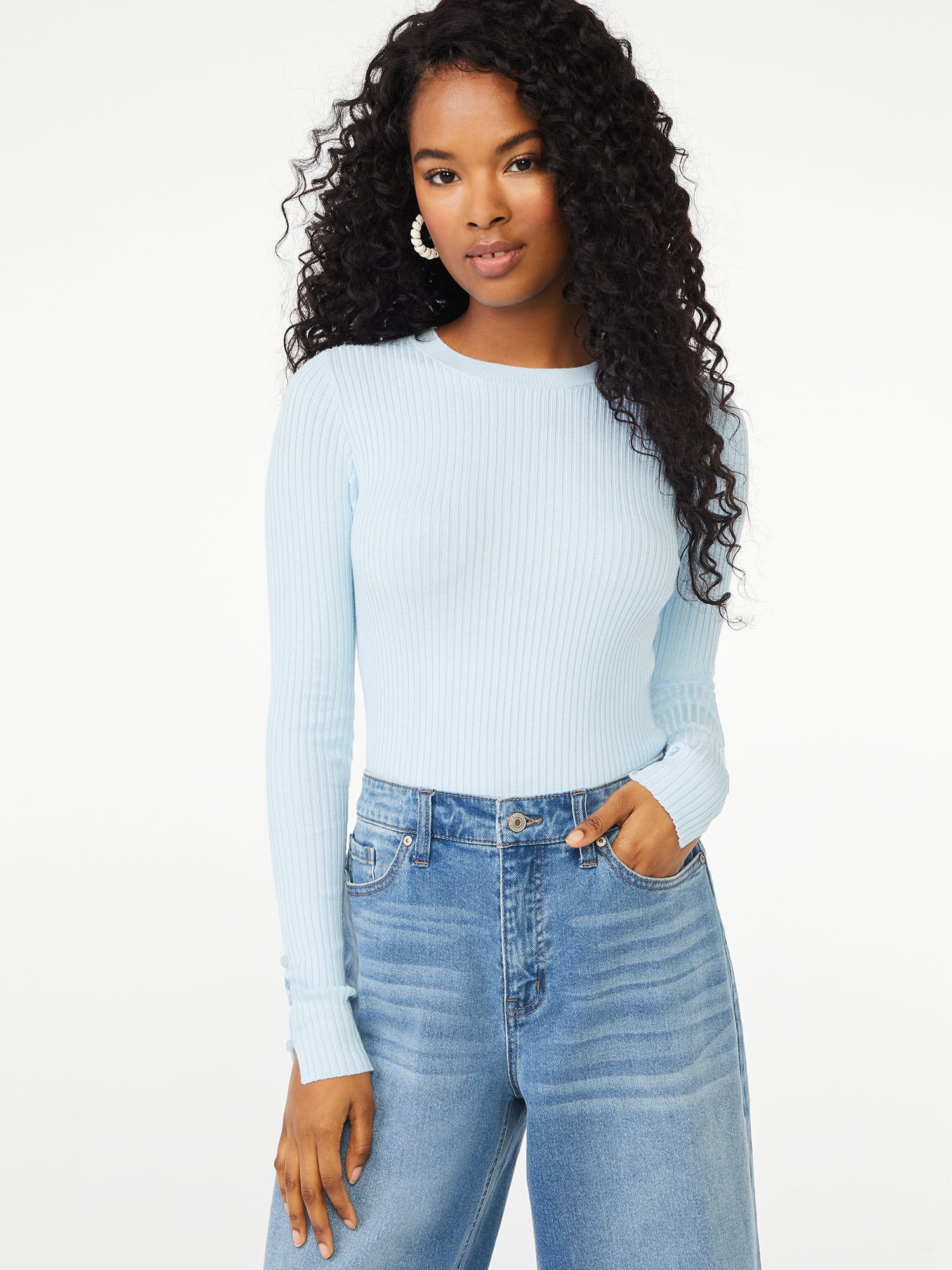 Scoop Women's Long Sleeve Bodysuit Sweater | Walmart (US)