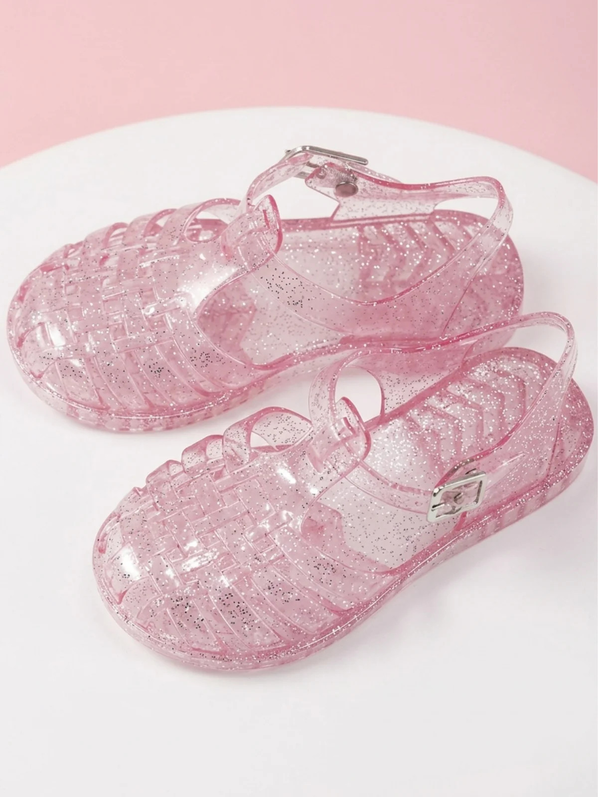 Sparkle Splash Glitter Jelly Buckle Sandal - Pink / 10 | Mia Belle Girls