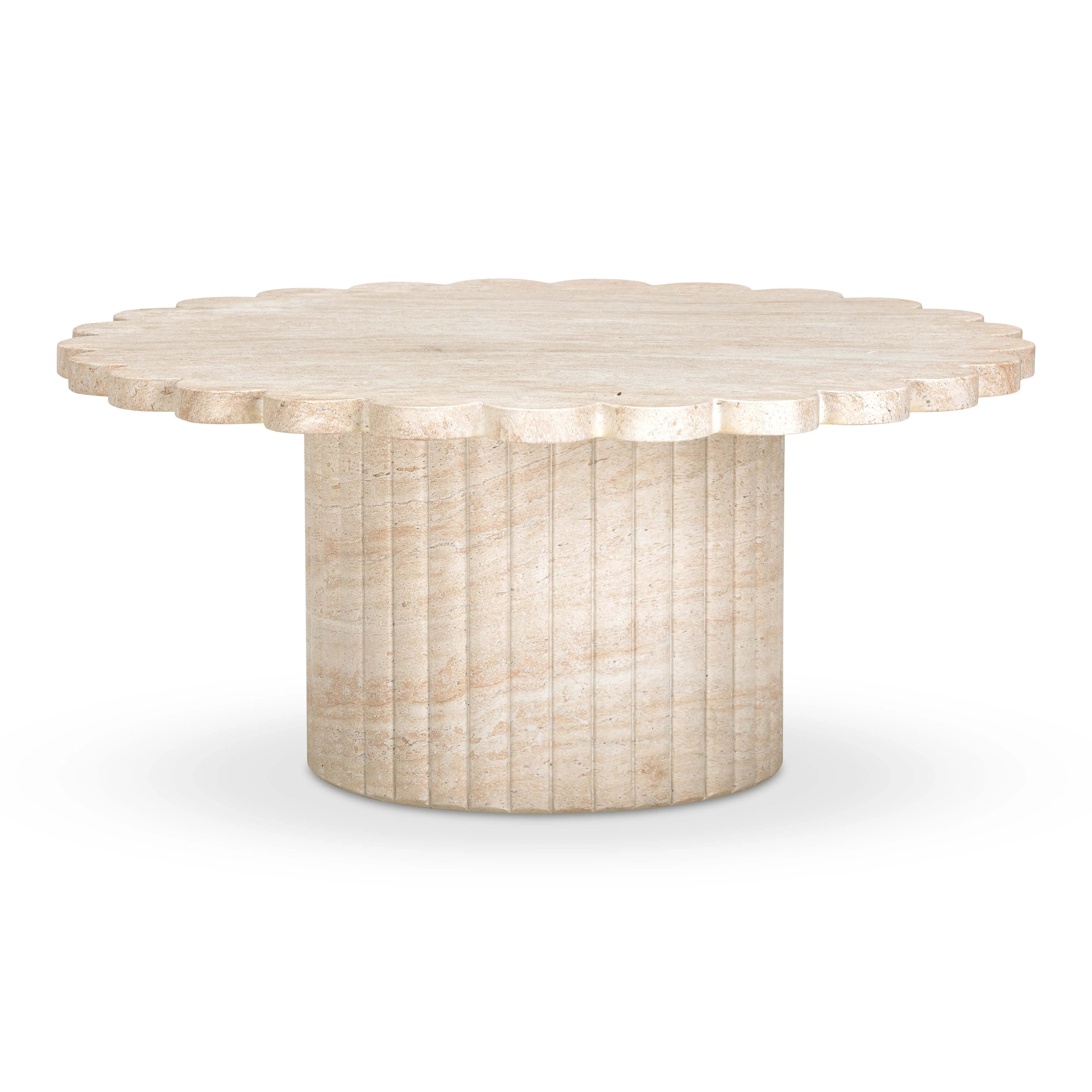 Blossom 36" Washed Faux Travertine Finish Indoor/Outdoor Round Coffee Table | TOV Furniture