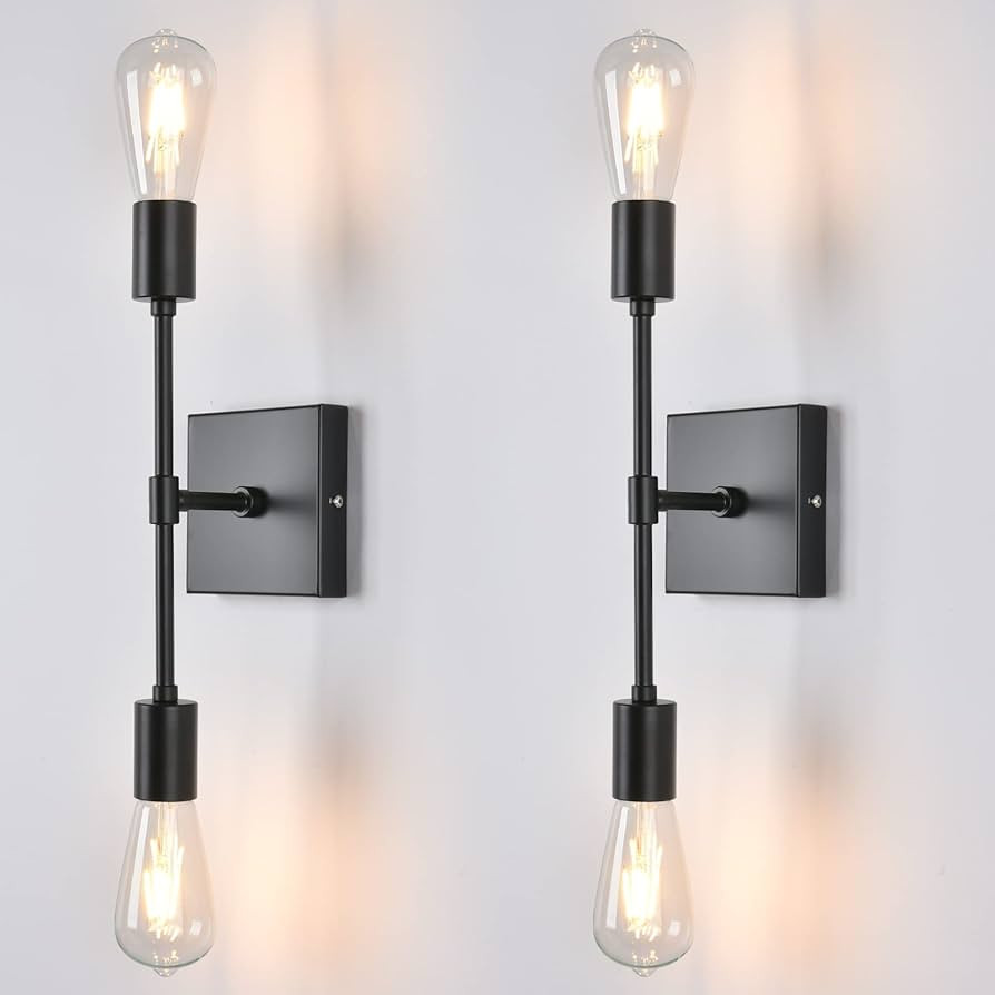 2-Light Matte Black Bathroom Vanity Light Fixtures, Modern Bathroom Wall Sconces, Industrial Wall... | Amazon (CA)