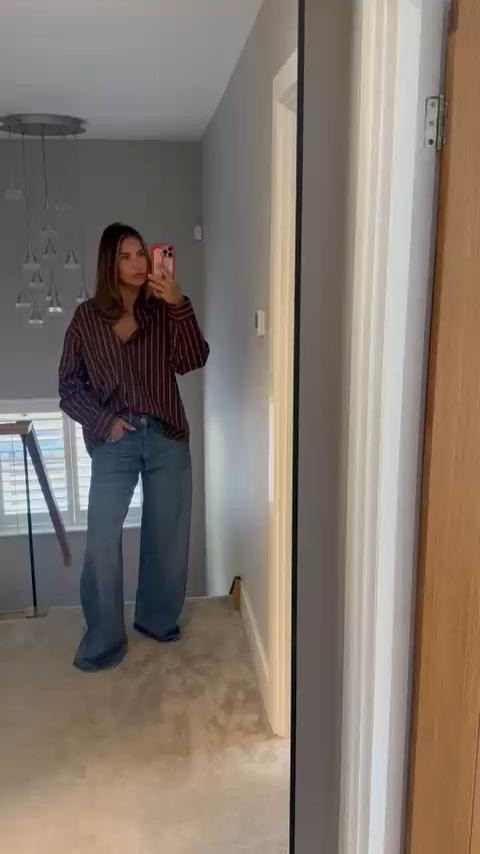 Autumn, transitional outfit, Zara, wide leg jeans, striped shirt, oversized look, outfit idea, ootd  

 #LTKuk #LTKautumn #LTKeurope