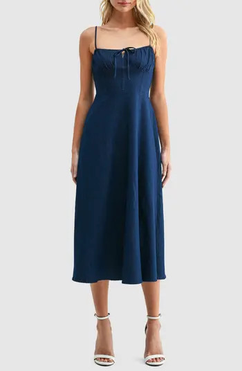 All in Favor Corset Denim Midi Sundress | Nordstrom | Nordstrom