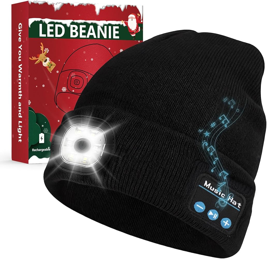 Bluetooth Beanie Hat with Light, Headlamp Cap with Headphones and Built-in Speaker Mic, Gifts for... | Amazon (US)