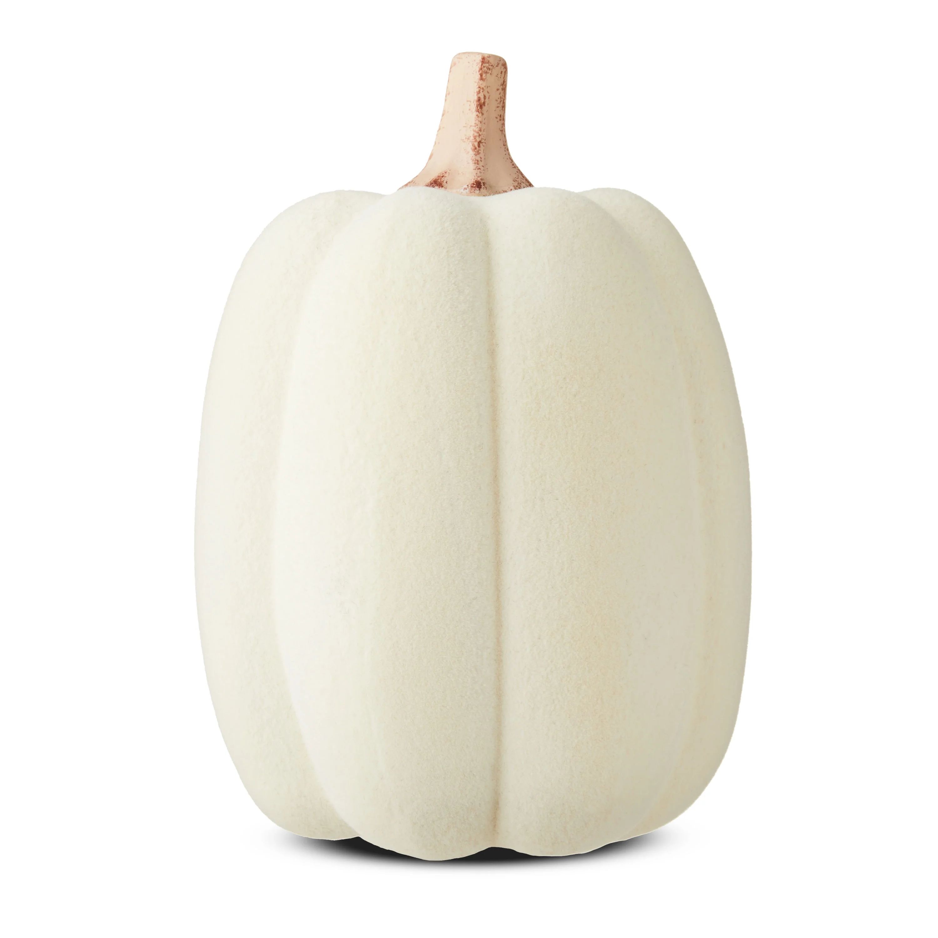 Harvest Cream Flocked PP Pumpkin Decoration, 13 in H, by Way To Celebrate - Walmart.com | Walmart (US)