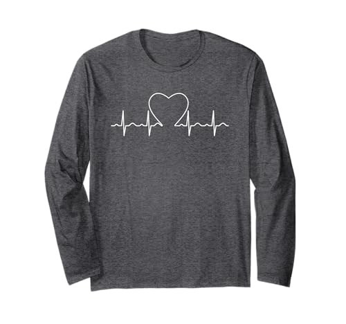 Heartbeat Heartline EKG Valentine's Day Design Long Sleeve T-Shirt | Amazon (US)