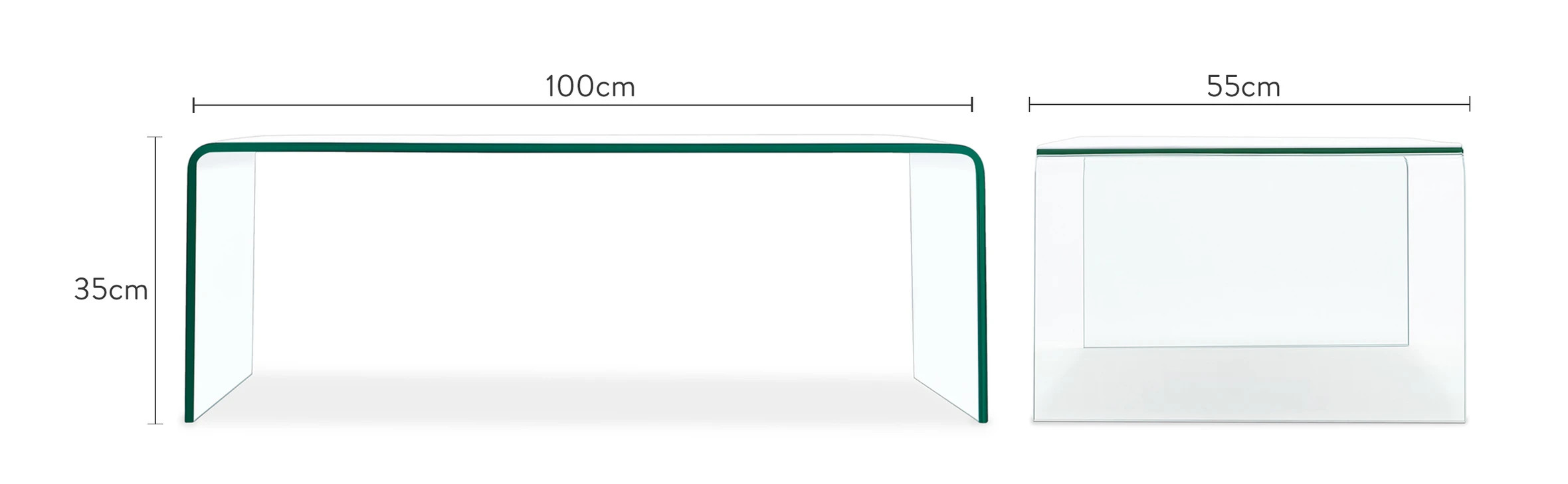 CARDIFF Couchtisch, Transparentes gehärtetes Glas, 63 x 108cm | NV Gallery (FR)