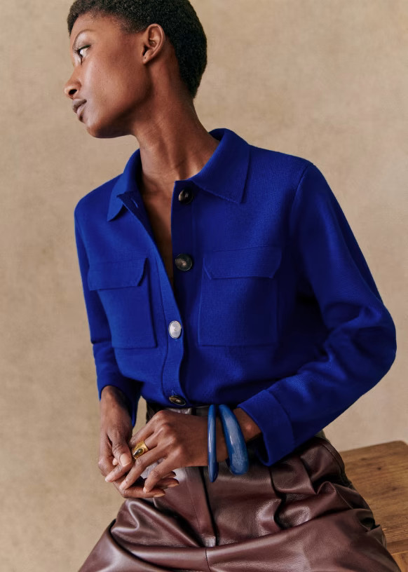 Betty Cardigan - Bright Blue  - Merino Wool - Sézane | Sezane Paris