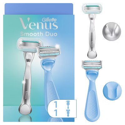 Venus Smooth Duo Pack for Pubic Hair and Body with 2 Women's Razor Handles, 2 Razor Blade Refills and 2 Shower Holders | Target