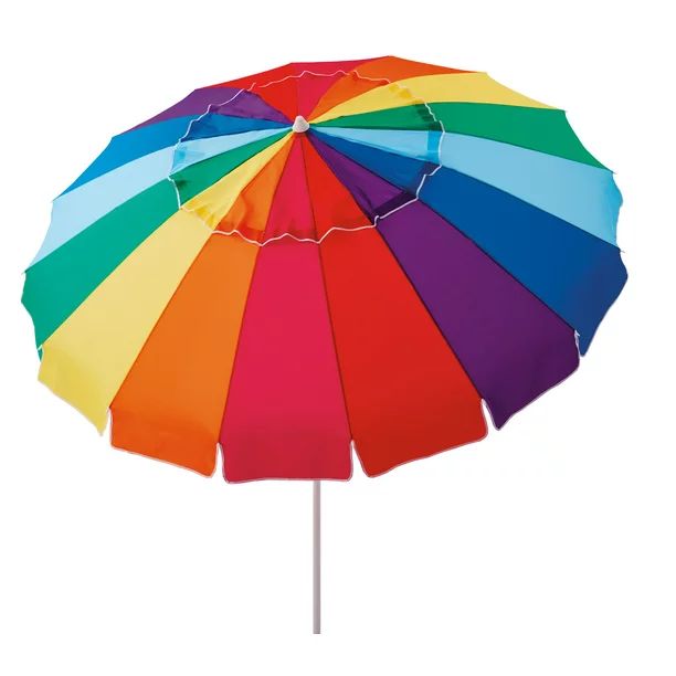 Mainstays 8 ft Beach Umbrella with Tilt, Sun Protection, Rainbow Color | Walmart (US)