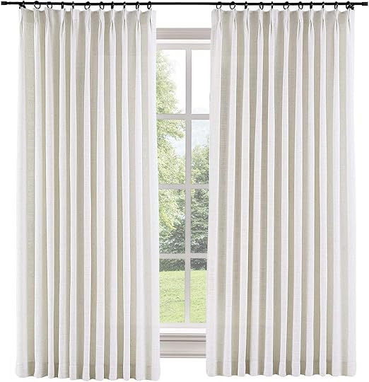 TWOPAGES 72 W x 102 L inch Pinch Pleat Darkening Drapes Faux Linen Curtains Drapery Panel for Liv... | Amazon (US)