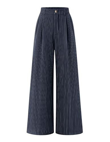 ZESICA Women's Wide Leg Striped Palazzo Pants 2026 High Waist Straight Business Work Dressy Slack... | Amazon (US)