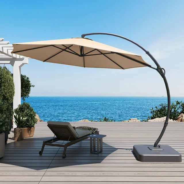 LAUSAINT HOME 11FT Deluxe Patio Umbrella with Base, Large Cantilever Curvy Umbrella with 360° Ro... | Walmart (US)