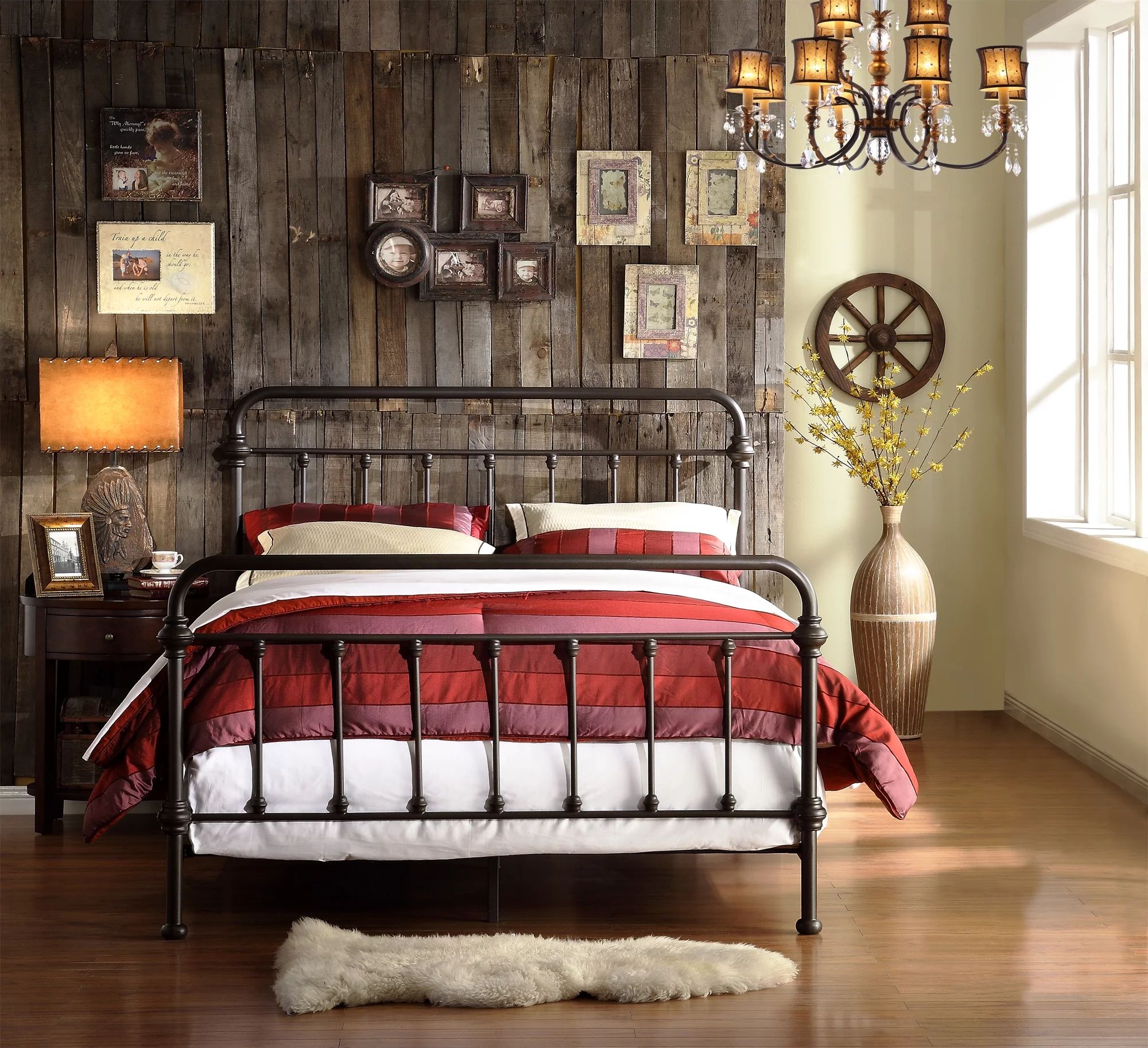 Weston Home Nottingham Metal Queen Bed, Antique Dark Bronze - Walmart.com | Walmart (US)