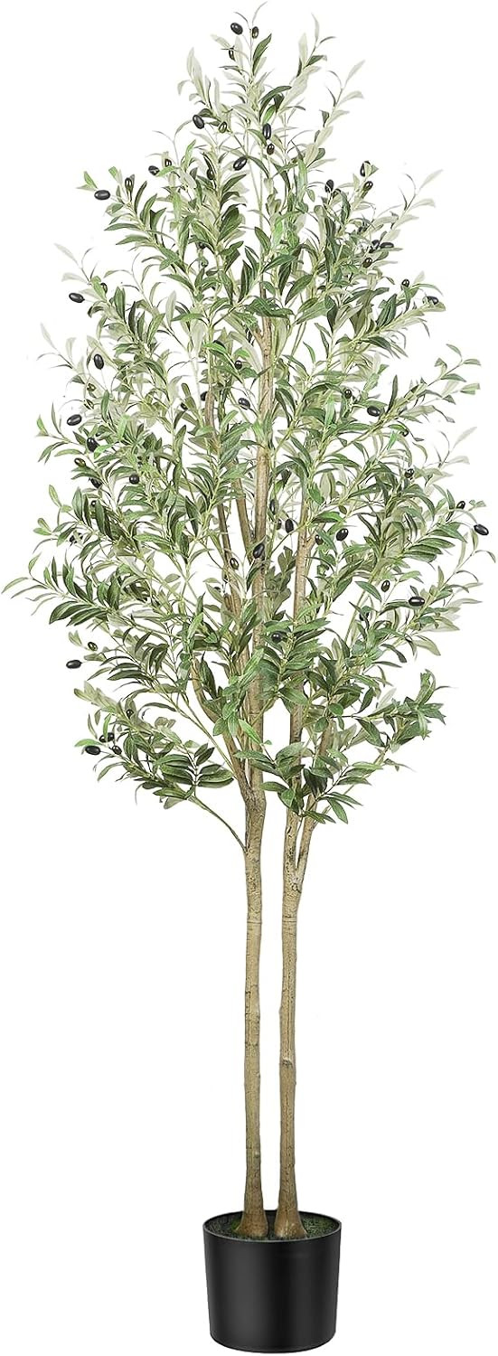 Alupssuc 7FT Artificial Olive Tree, Fake Olive Tree with Lifelike Leaves and Fruits, Faux Tall Pl... | Amazon (UK)