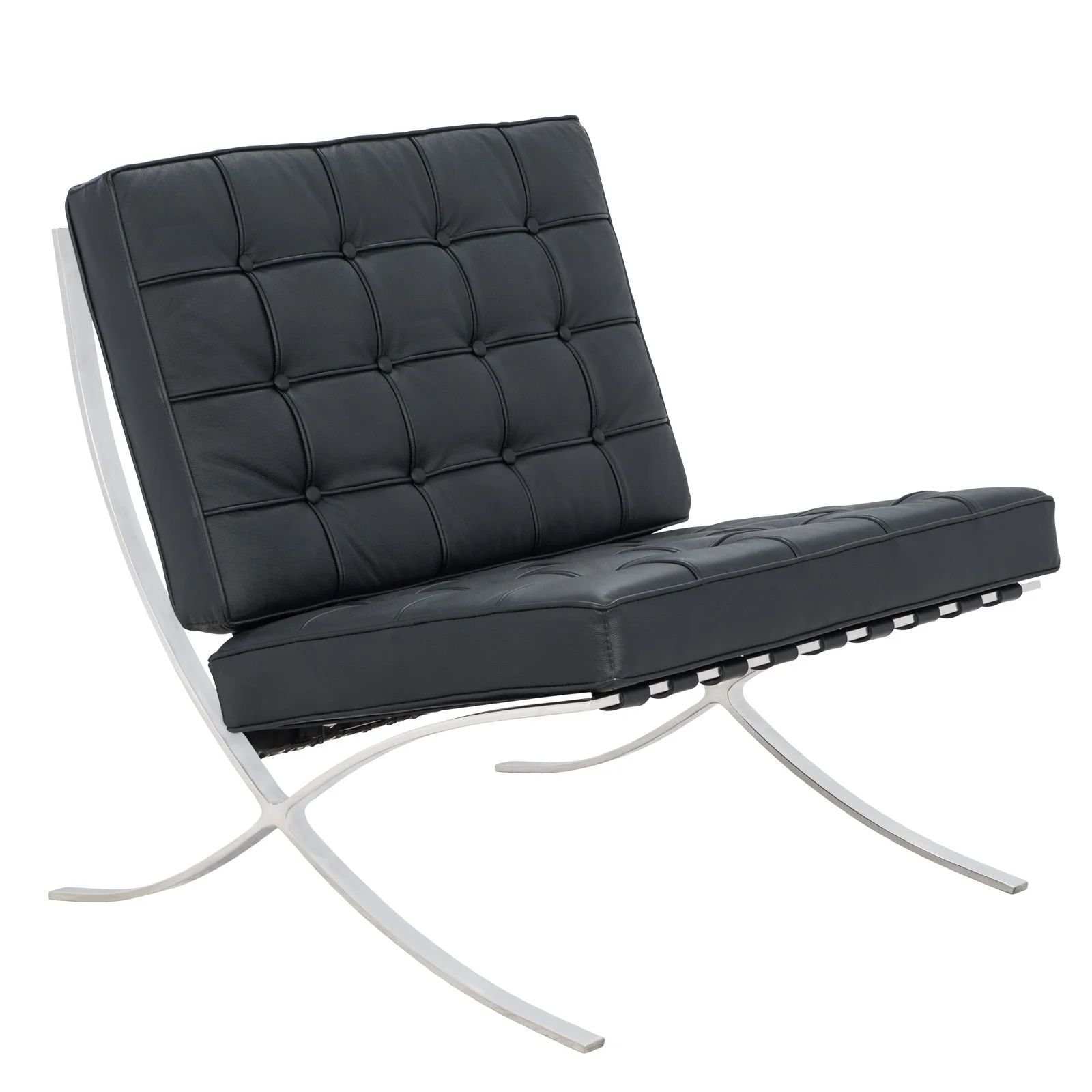 LeisureMod Bellefonte Style Modern Pavilion Chair in Black Leather - Walmart.com | Walmart (US)