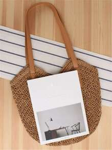 Large Capacity Woven Bag For Women,Handheld Shoulder Straw Tote Bag, Bag, Summer Woven Bag, Solid... | SHEIN