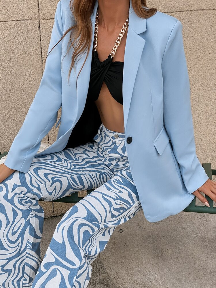 Split Back Single Button Blazer | SHEIN