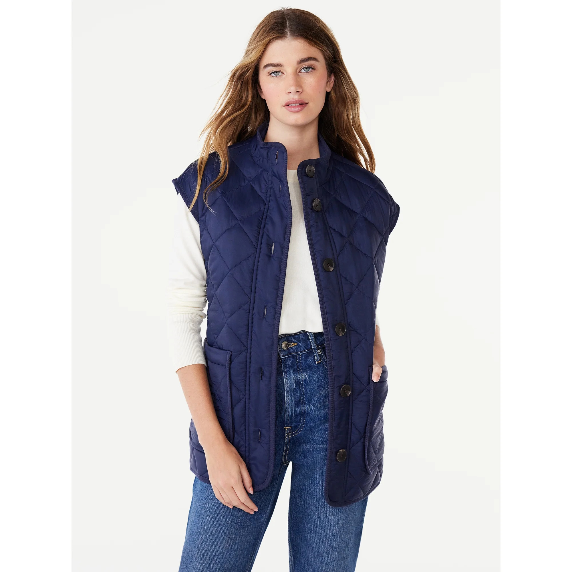 Free Assembly Women's Quilted Vest with Belt, Sizes XS-XXL | Walmart (US)