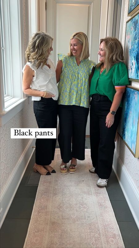 Colette pants in cotton, linen and denim. Grab a black pair! I’m wearing a 31 reg. Lisa is in a 27, Catherine a 28. 

Avara blouses 15% off code NANETTE15
Gibson look blazers 10% off code NANETTE10
Spanx moto 10% off code NANETTEXSPANX 

#LTKSeasonal #LTKover40 #LTKworkwear