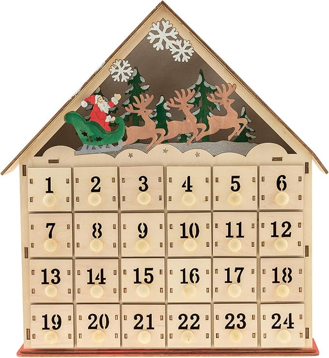 Clever Creations Wooden Christmas Advent Calendar, Countdown to Christmas, LED Holiday Decoration... | Amazon (US)