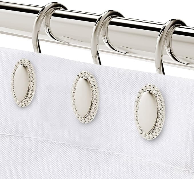 Nickel Shower Curtain Hooks, Rust Proof Shower Curtain Rings for Bathroom, Metal Decorative Showe... | Amazon (US)