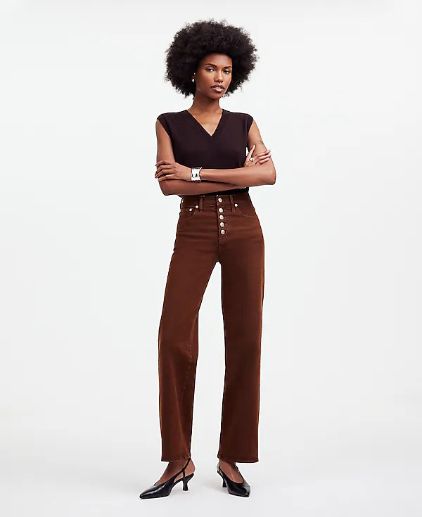 The Perfect Vintage Wide-Leg Jean in Dark Coffee: Button-Front Edition | Madewell
