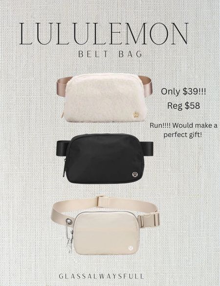 Just saw these on the Walmart website for only $38, they seem legit, thought I’d share! Lululemon belt bag, Lululemon belt bag sale, gift for her, teen girl gift, fitness gift, women’s gift, sister in law gift. Callie 

#LTKGiftGuide #LTKHoliday #LTKsalealert