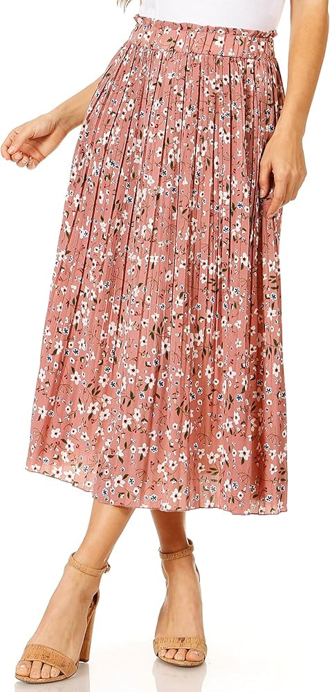Pleated Midi Skirts for Women with Pockets, Elastic High Waisted Skirt Reg & Plus Size Womens Sum... | Amazon (US)