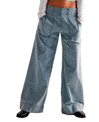 Women's Mid-Rise Wide-Leg Utility Jeans | Macy's