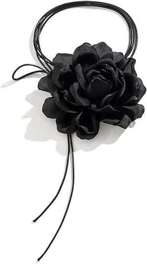 Vintage Flower Choker Necklace Fashion Big Flower Necklace Pink/Yellow/Black/White Camellia Flowe... | Amazon (US)