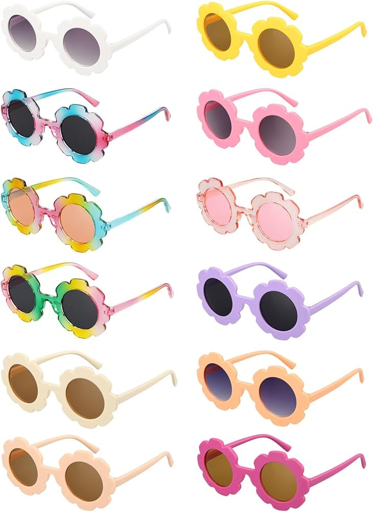 2/4/8/12/24 Pack Round Flower Sunglasses Set, Outdoor Kids Sunglasses Kit | Amazon (US)