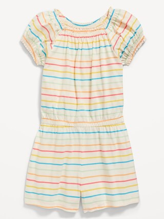 Striped Puff-Sleeve Jersey-Knit Romper for Girls | Old Navy (US)