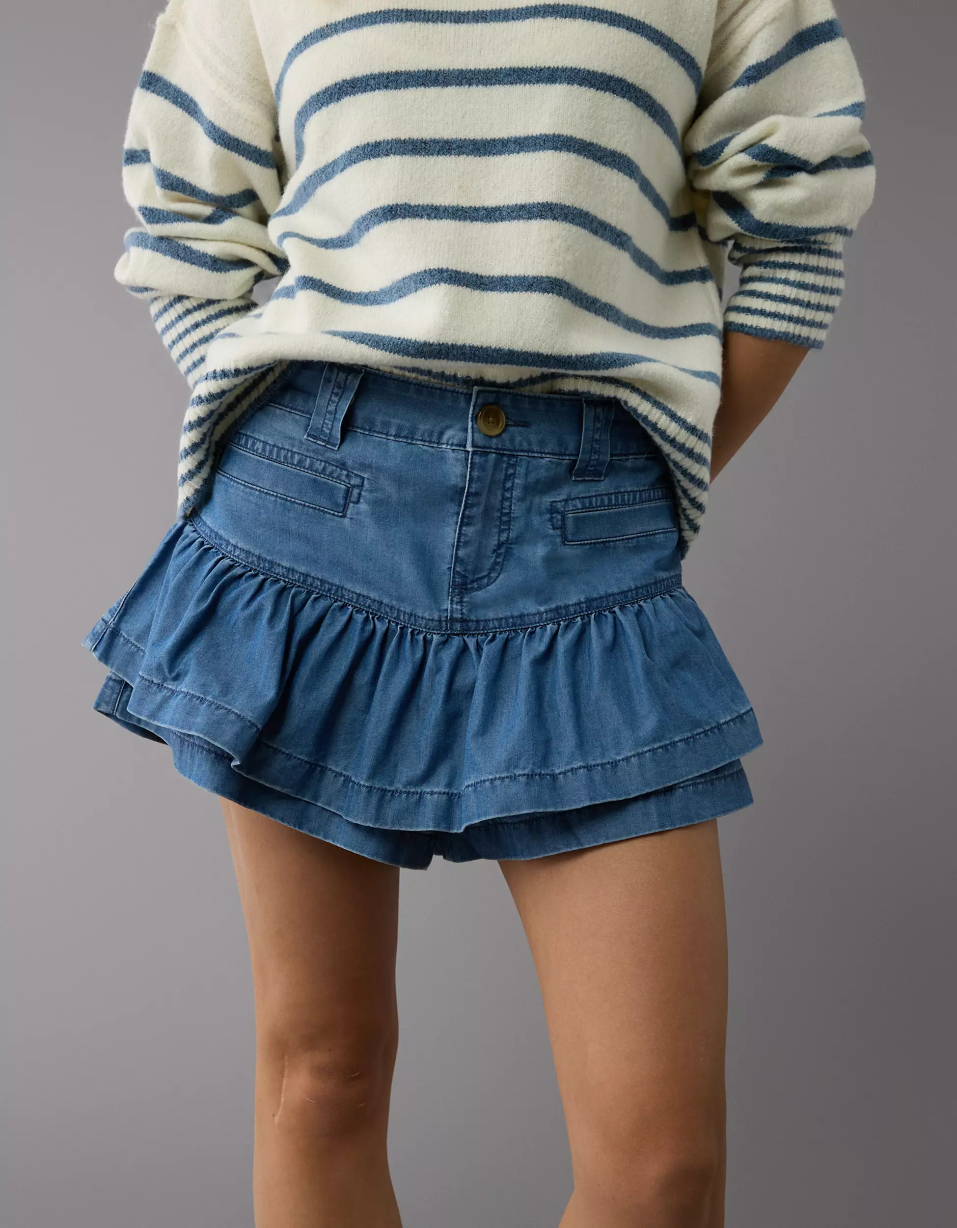 AE Stretch Mini Ruffle Skort | American Eagle Outfitters (US & CA)