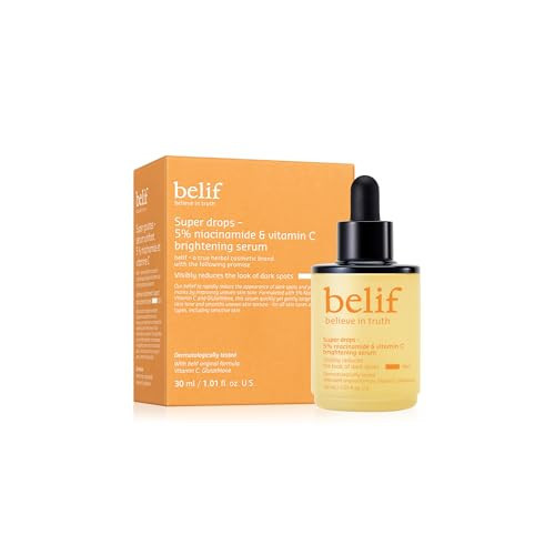 belif Super Drops 5% Niacinamide & Vitamin C Serum | Evens Skin Tone, Reduces Dark Spots & Post-Blemish Marks, Soothes Redness with AHA & Glutathione | Amazon (US)