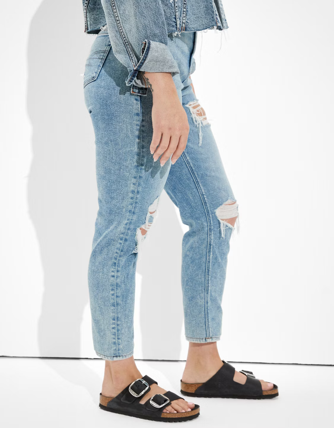 AE Stretch Ripped Curvy Mom Jean | American Eagle Outfitters (US & CA)