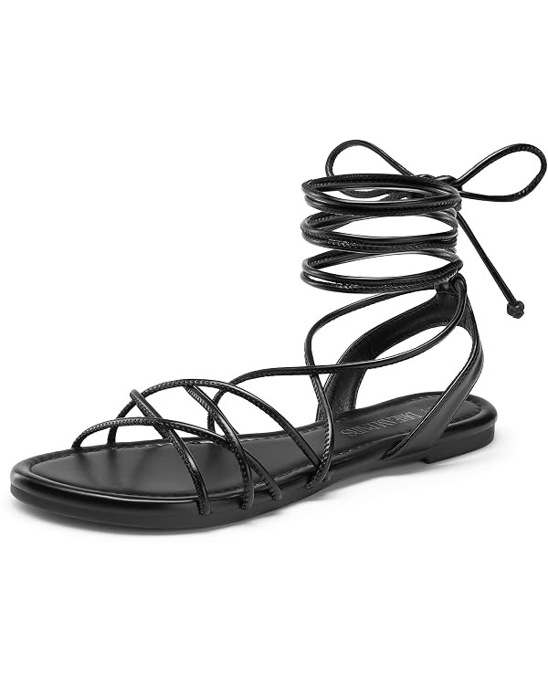 DREAM PAIRS Lace-up Gladiator Sandals Strappy Dressy Summer Flat Sandals for Women | Amazon (US)