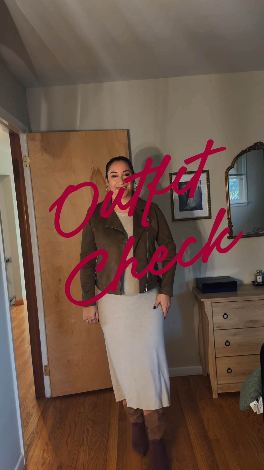 Neutral fall layers done right: a cream sweater dress, brown suede jacket, and checkered boots that make the whole look pop. Cozy, chic, and perfect for this weather. 🤍🍂

#LTKgrwm #LTKMidsize #LTKSeasonal