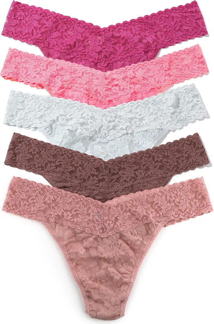 Hanky Panky Assorted 5-Pack Lace Original Rise Thongs | Nordstrom | Nordstrom
