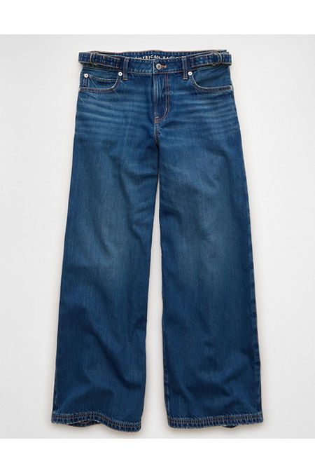 AE Dreamy Drape Strigid Low-Rise Baggy Wide-Leg Jean Women's Tinted Medium 00 Long | American Eagle Outfitters (US & CA)