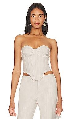 h:ours Amira Corset Top in Gray & White from Revolve.com | Revolve Clothing (Global)