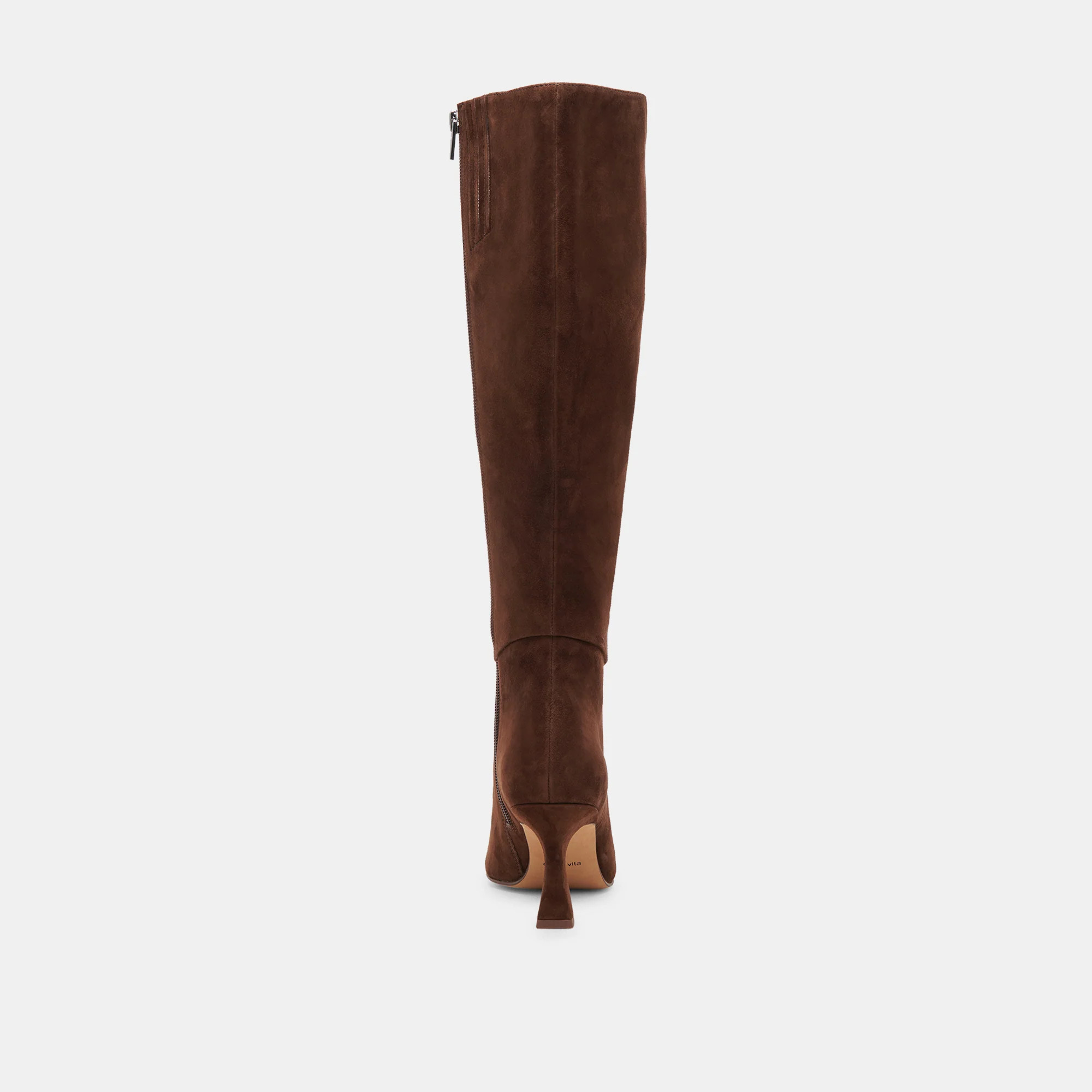 Gyra Wide Calf Boots Dk Brown Suede | DolceVita.com