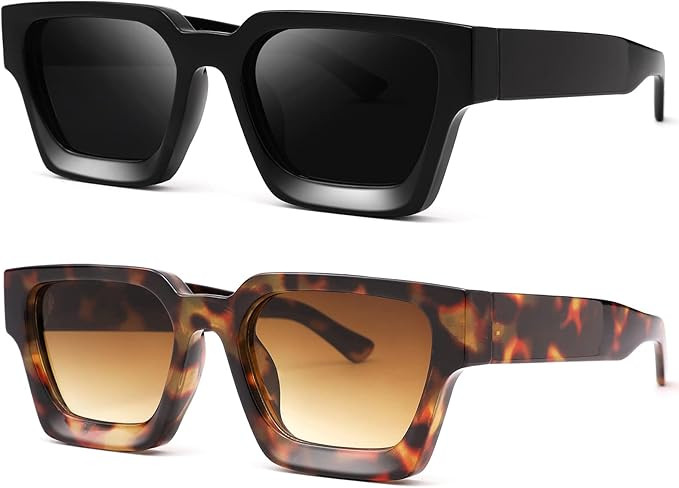 Melpomenia Square Sunglasses for Men Women Fashion Chunky Rectangle Shades UV400 Protection Sun G... | Amazon (US)