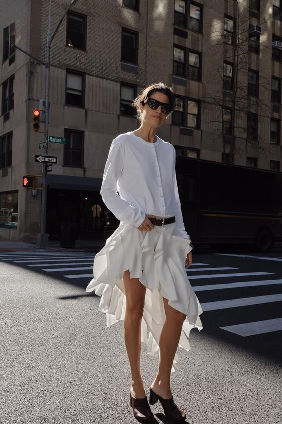 ZW COLLECTION ASYMMETRIC RUFFLED SKIRT | Zara UK