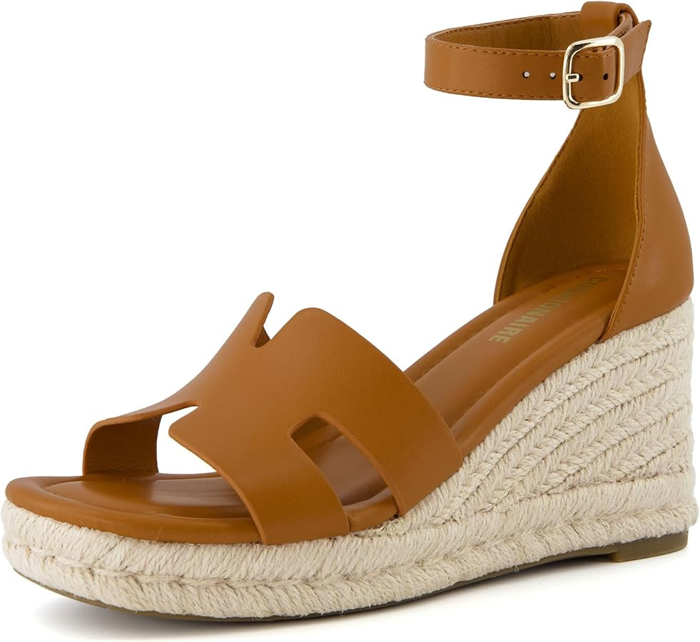 CUSHIONAIRE Women's Charlie Espadrille Wedge Sandal +Memory Foam and Wide Widths Available | Amazon (US)