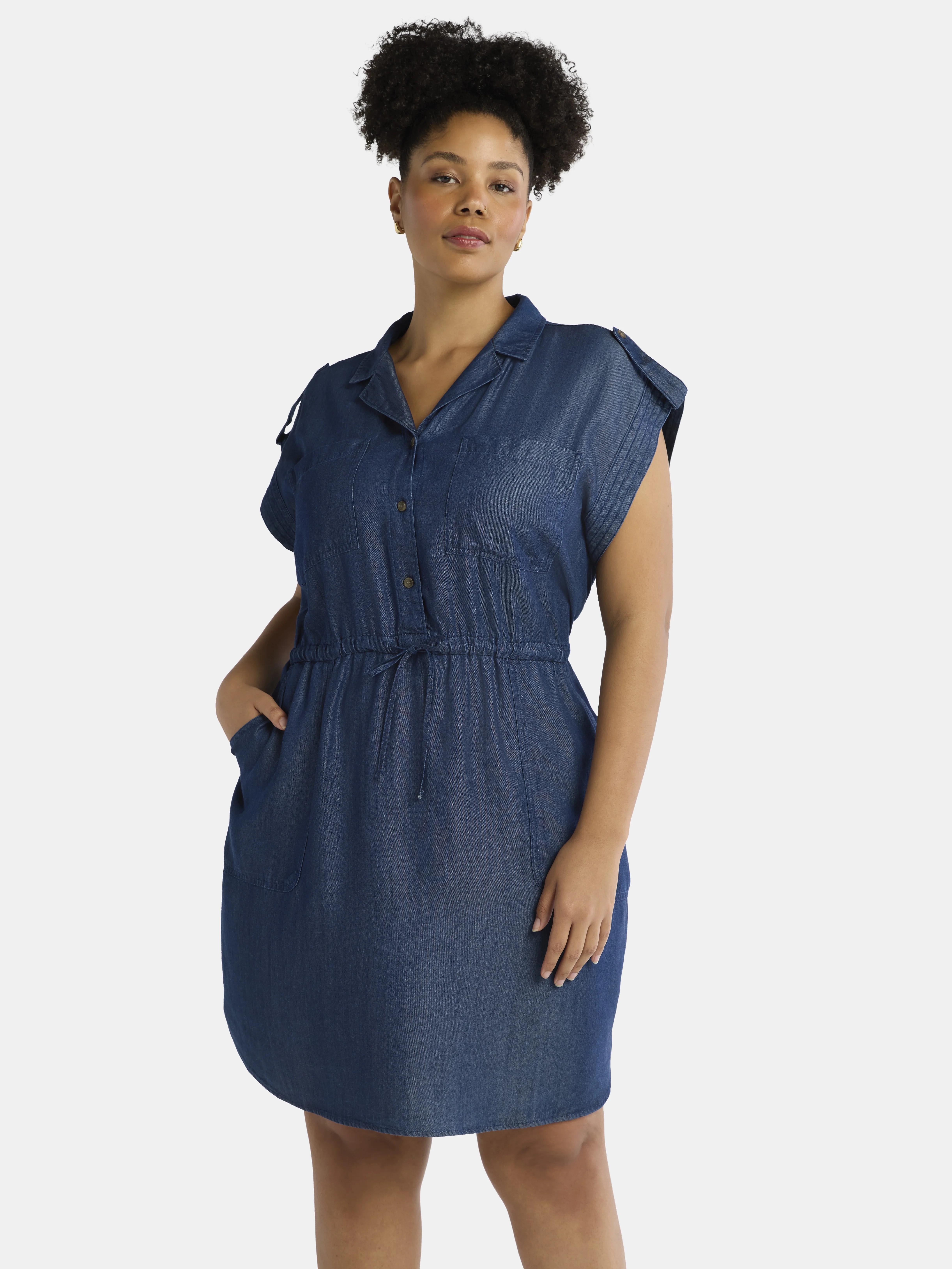 Time and Tru Women's and Women's Plus Cotton Utility Shirtdress, Sizes XS-4X | Walmart (US)