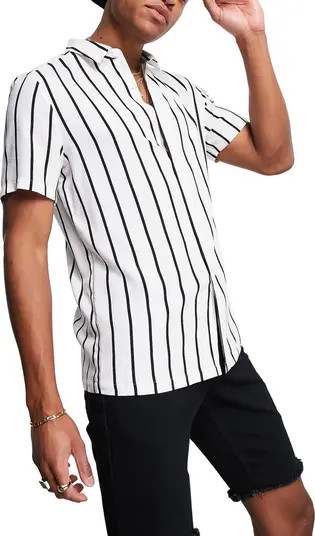 ASOS DESIGN Stripe Short Sleeve Button-Up Shirt | Nordstrom | Nordstrom