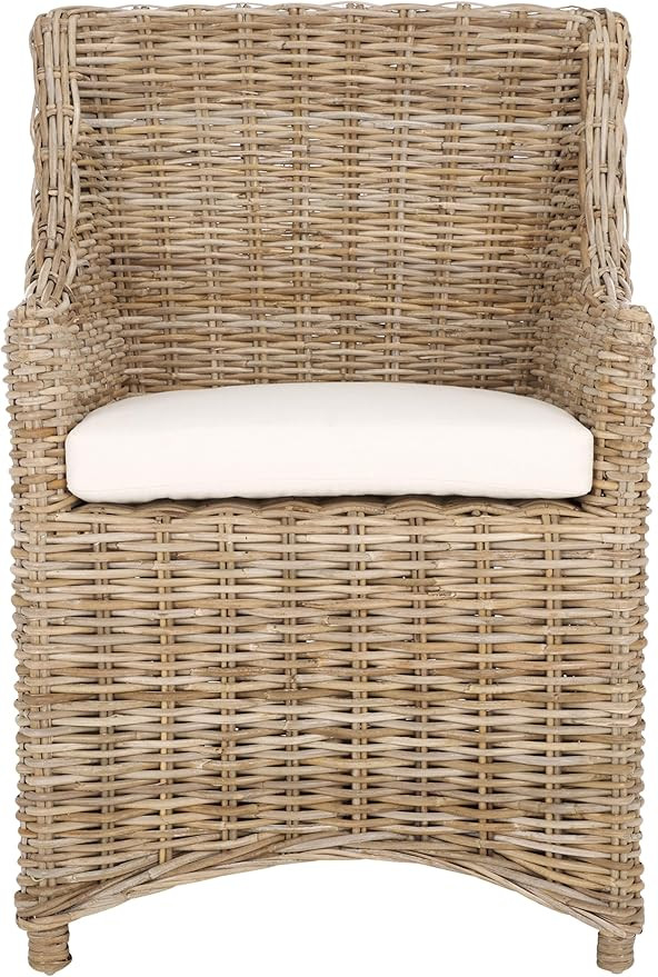 Safavieh Home Collection Ventura Brown and White Washed Arm Chair | Amazon (US)