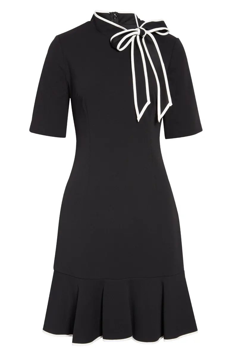 Adrianna Papell Tie Neck Short Sleeve Crepe Sheath Dress | Nordstrom | Nordstrom