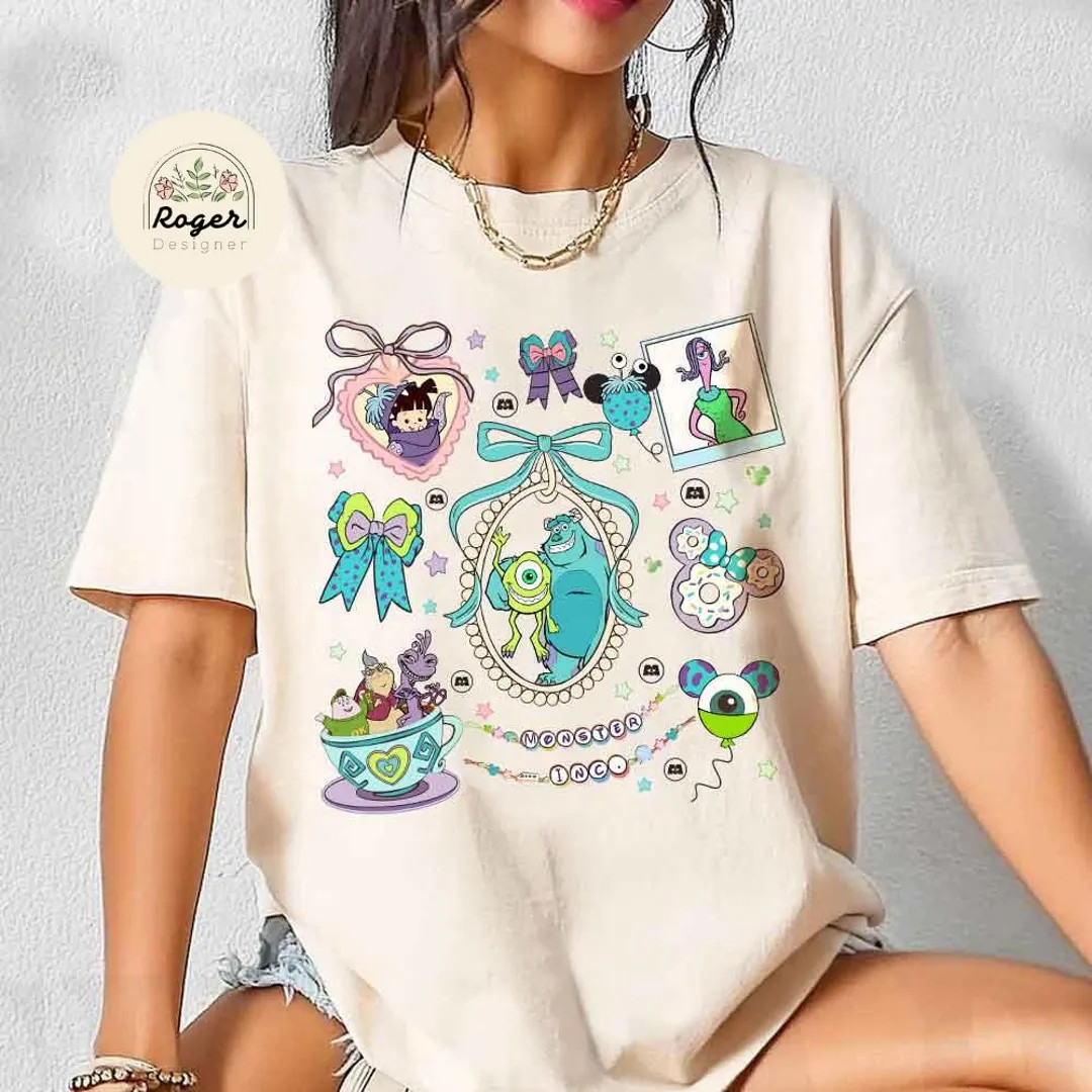 Retro Coquette Bows Monster Inc T-shirt, Disney Mike Sulley Boo Matching Tee, Monsters University... | Etsy (US)